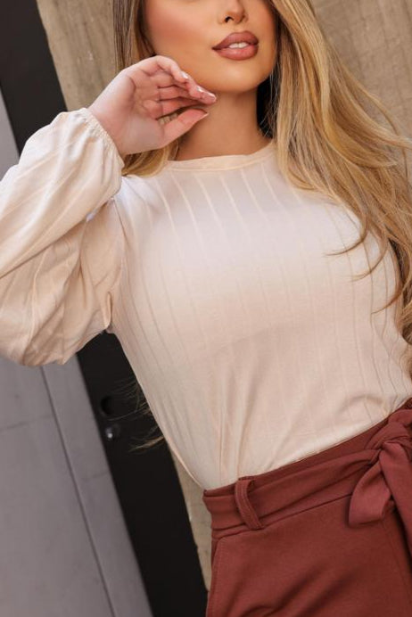 Blusa Canelada Premium Miss Girls 61290 – Manga Longa Soltinha