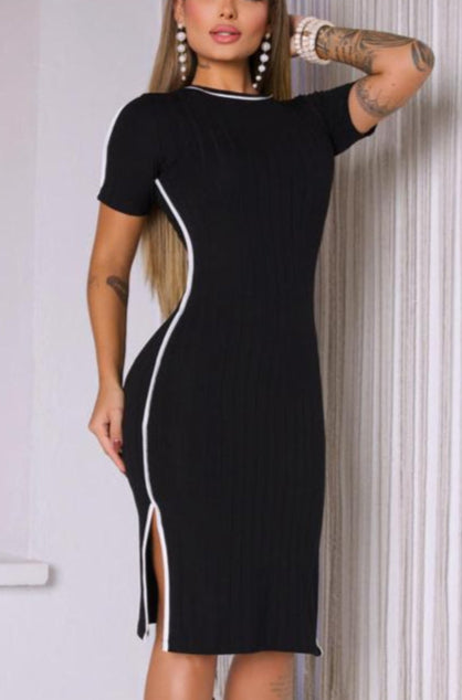 Vestido com Manga Canelado Midi C/ Viés Miss Girls Ref  61200