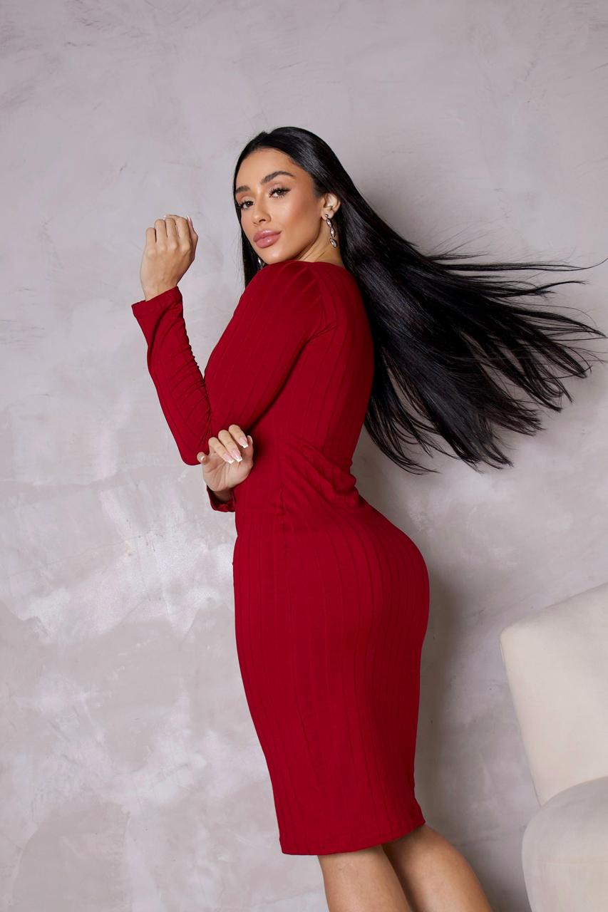 Vestido Midi Manga Longa Miss Girls REF 50646