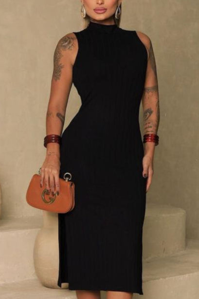 Vestido Canelado Midi Regata com GolaMiss Girls Ref 61284